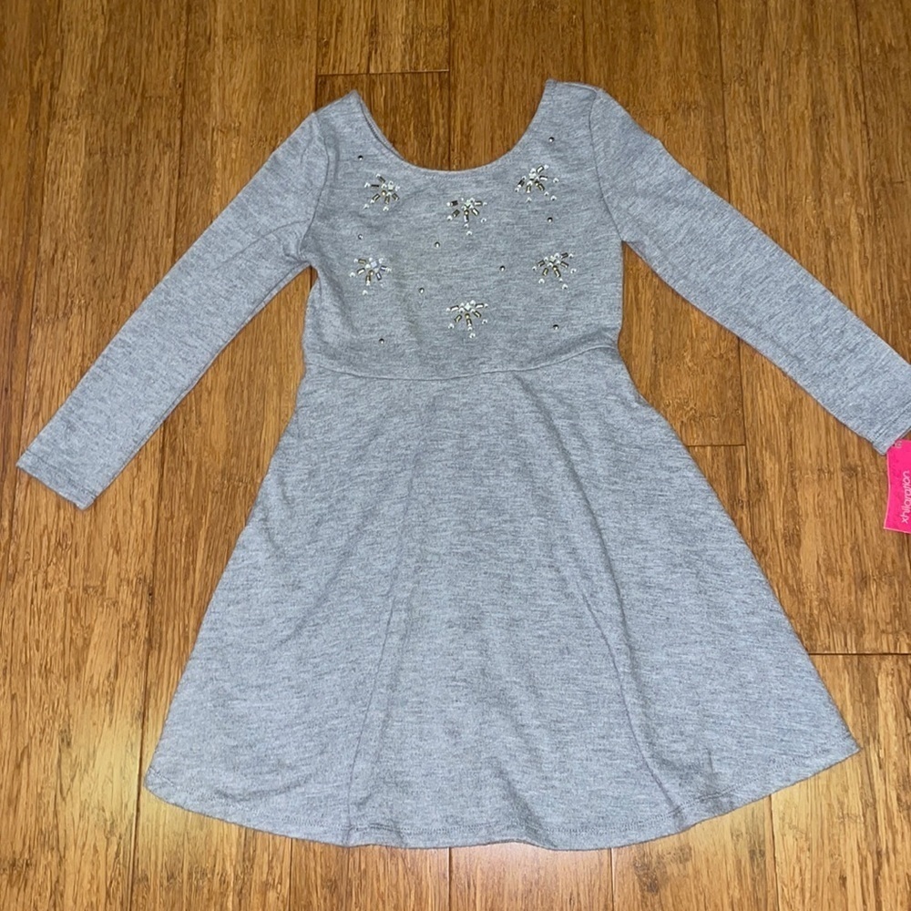 Xhilaration girls grey dress with jewel embellishment size small NWT